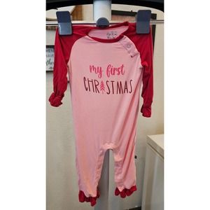 Kickee pants girls my first Christmas romper size 6-12 month soft stretch EUC